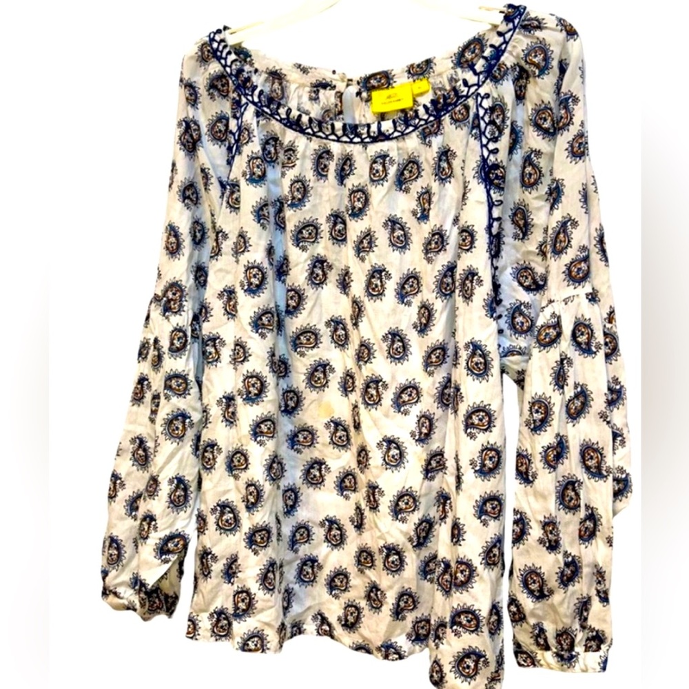 Roberta roller rabbit blue white CLASSIC paisley print cotton tunic top …